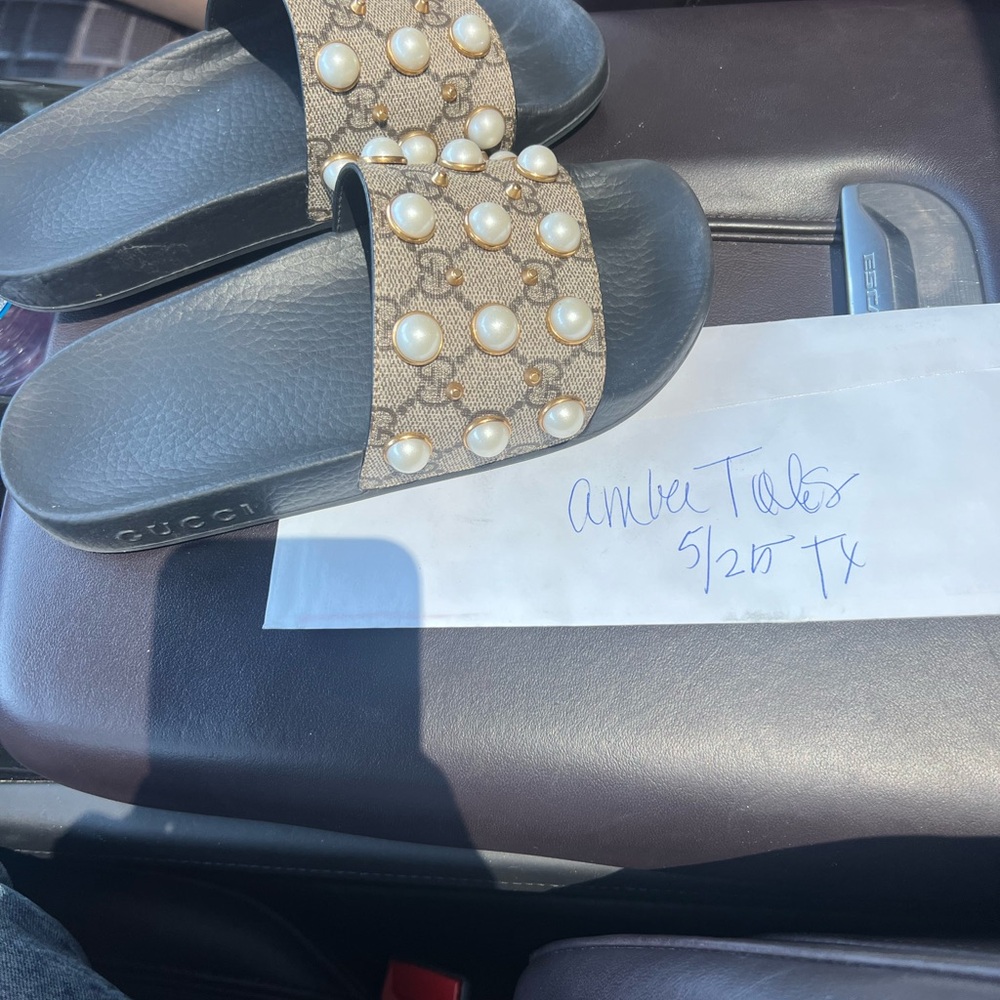 Gucci Pearl Embellished Slides